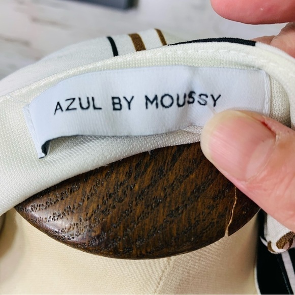 Azul By Moussy Shirt Dress Sz S White Coastal Striped Short Sleeves Midi Shif - Picture 10 of 13